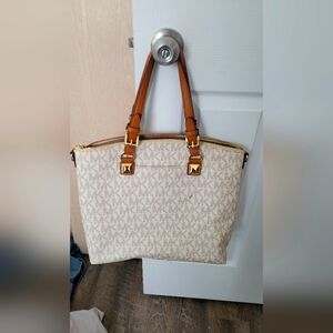Michael Kors Cream and Tan Signature Tote